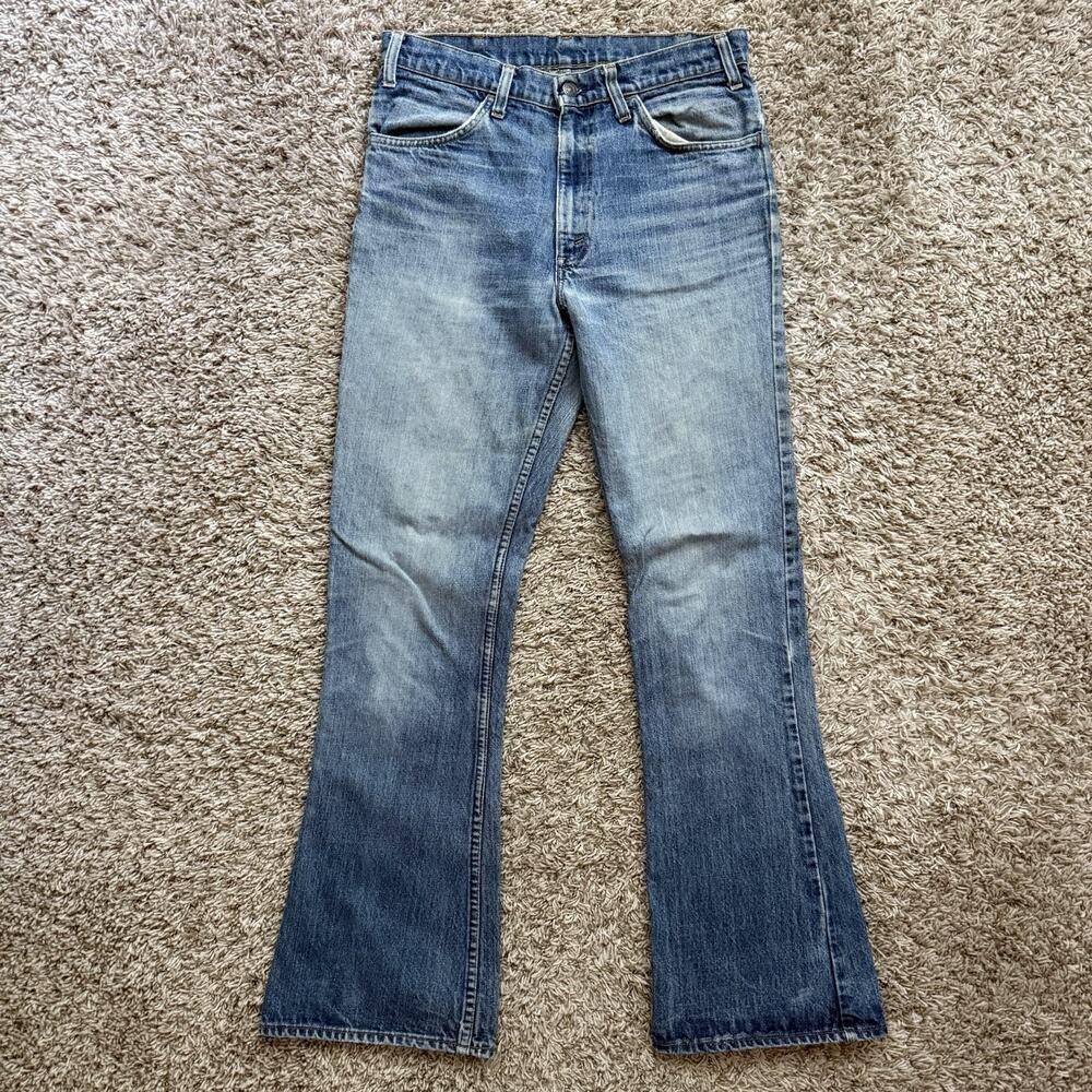 Vintage Levi’s 70’s Orange Tab 646 Bell Bottom Flare Blue Denim Jeans Size 31x32